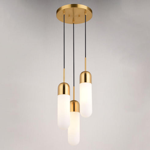 Vaxcel Thalia 10 in. W 3 Light Pendant in Antique Gold Model: P0422