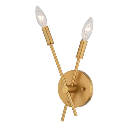 Vaxcel Warwick 5.75 in. W 2 Light Wall Light in Natural Brass Model: W0492