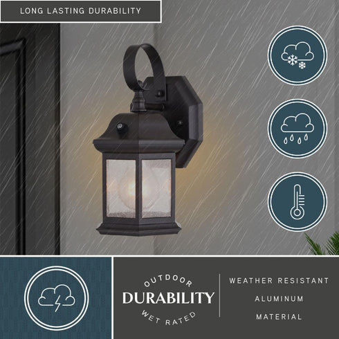 Vaxcel Wellington 6 in. Dusk to Dawn Outdoor Wall Light in Medium Bronze Model: T0738