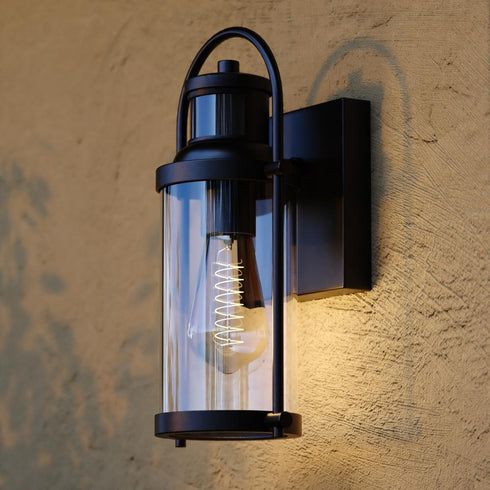 Vaxcel Winfield Dualux 5.75 in. Outdoor Motion Sensor Wall Light Matte Black in Textured Black Finish Model: T0737