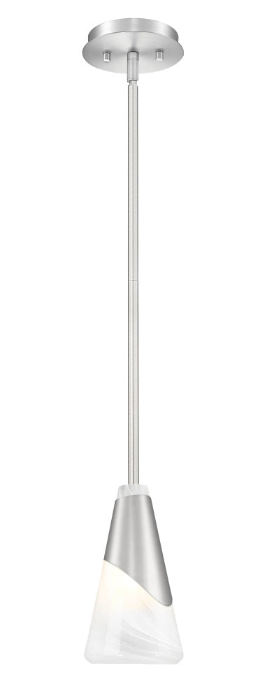 Z-Lite Aimie 1 Light Pendant in Brushed Nickel Finish Model: 828P6-ROD-BN