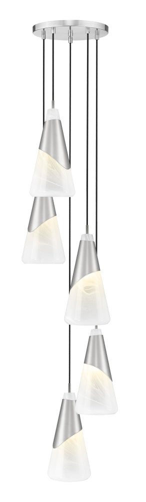 Z-Lite Aimie 5 Light Chandelier in Brushed Nickel Finish Model: 828P7-5R-BN