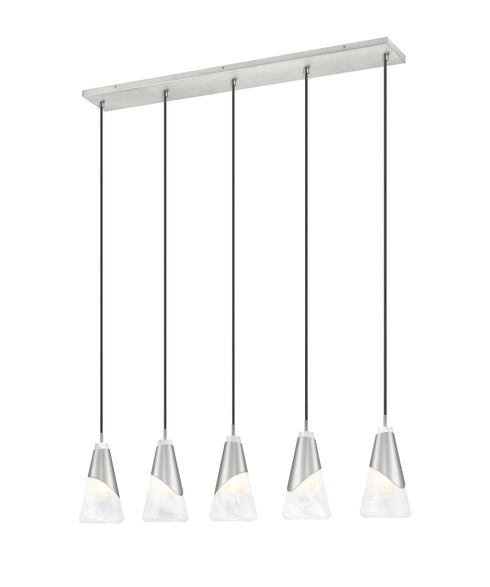 Z-Lite Aimie 5 Light Linear Chandelier in Brushed Nickel Finish Model: 828P6-5L-BN