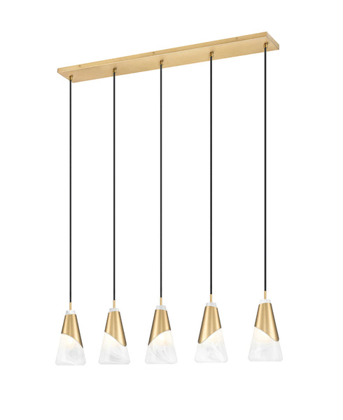 Z-Lite Aimie 5 Light Linear Chandelier in Brushed Nickel Finish Model: 828P6-5L-BN