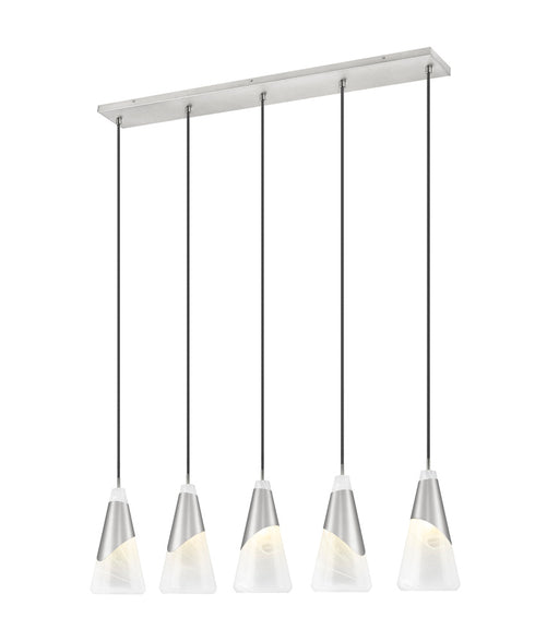 Z-Lite Aimie 5 Light Linear Chandelier in Brushed Nickel Finish Model: 828P7-5L-BN