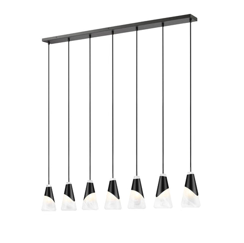 Z-Lite Aimie 7 Light Linear Chandelier in Brushed Nickel Finish Model: 828P6-7L-BN