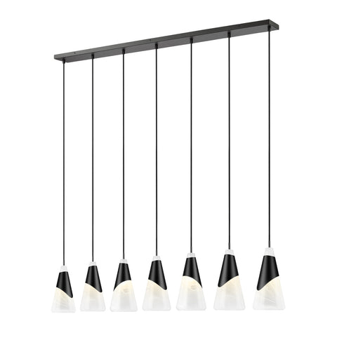 Z-Lite Aimie 7 Light Linear Chandelier in Brushed Nickel Finish Model: 828P7-7L-BN