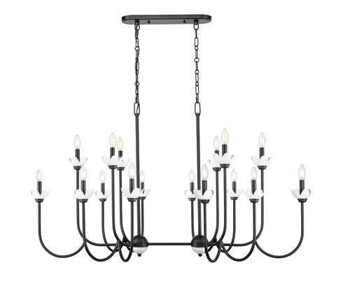 Z-Lite Allistair 16 Light Linear Chandelier in Matte Black Finish Model: 352-56L-MB