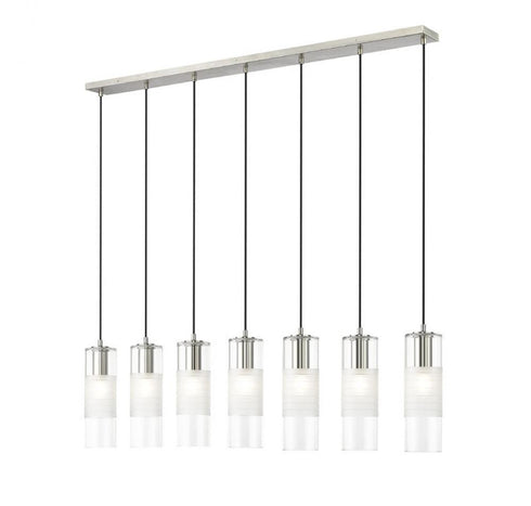 Z-Lite Alton 7 Light Linear Chandelier in Brushed Nickel Finish Model: 824P-7L-BN