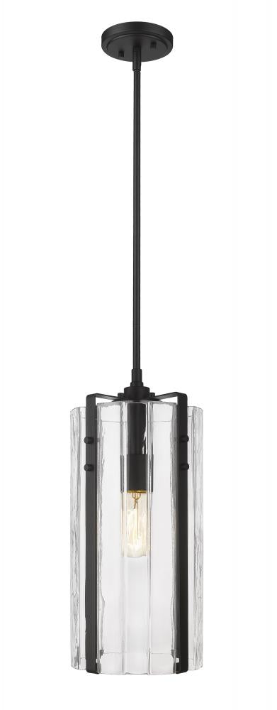 Z-Lite Alverton 1 Light Pendant in Matte Black Finish Model: 3036P8-MB