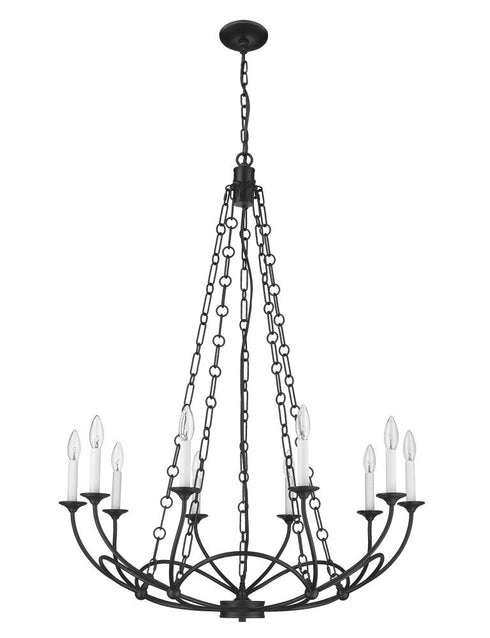 Z-Lite Arabella 10 Light Chandelier in Matte Black Finish Model: 3500-10MB