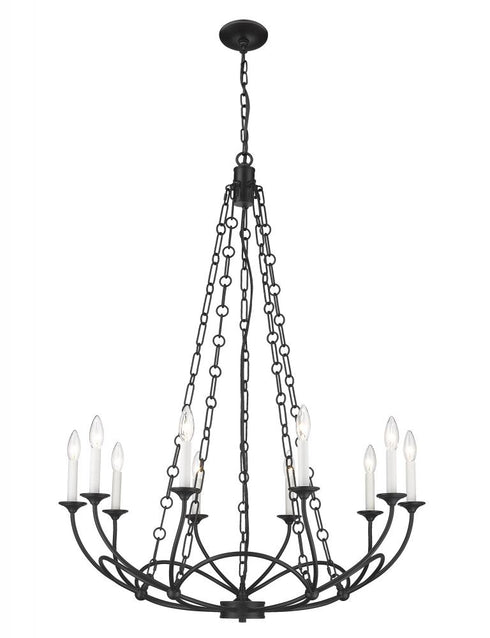 Z-Lite Arabella 10 Light Chandelier in Matte Black Finish Model: 3500-10MB