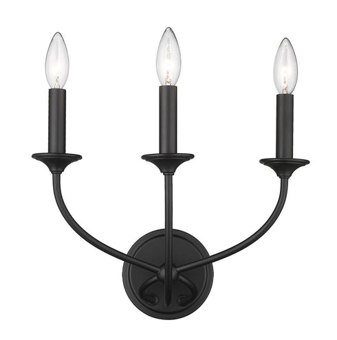 Z-Lite Arabella 3 Light Wall Sconce in Matte Black Finish Model: 3500-3S-MB