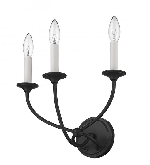 Z-Lite Arabella 3 Light Wall Sconce in Matte Black Finish Model: 3500-3S-MB