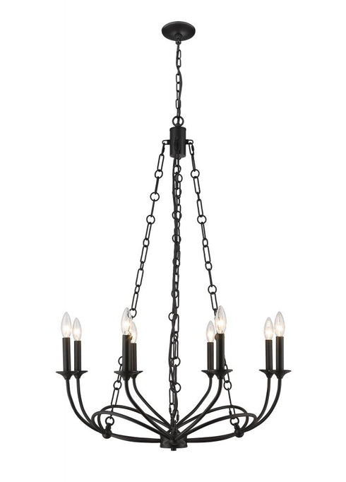 Z-Lite Arabella 8 Light Chandelier in Matte Black Finish Model: 3500-8MB