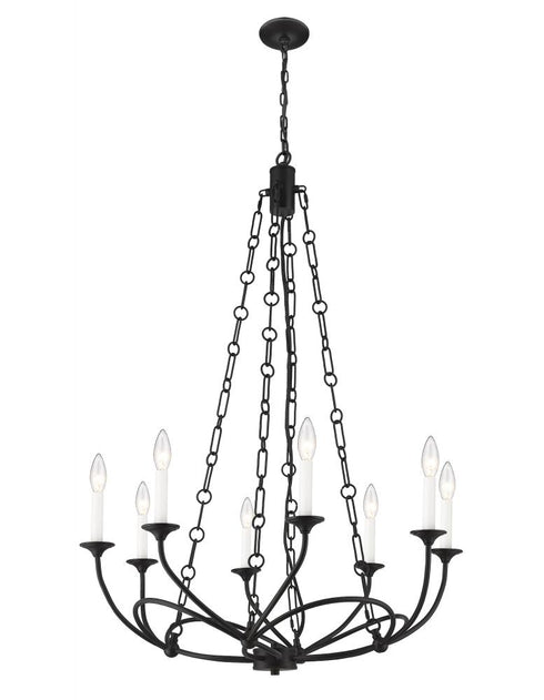 Z-Lite Arabella 8 Light Chandelier in Matte Black Finish Model: 3500-8MB