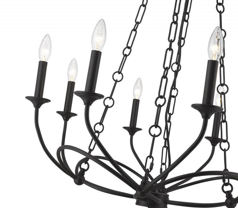Z-Lite Arabella 8 Light Chandelier in Matte Black Finish Model: 3500-8MB
