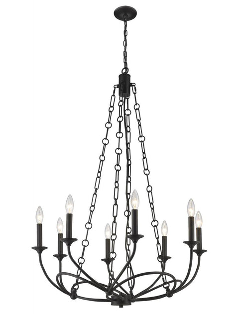 Z-Lite Arabella 8 Light Chandelier in Matte Black Finish Model: 3500-8MB