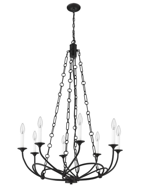 Z-Lite Arabella 8 Light Chandelier in Matte Black Finish Model: 3500-8MB