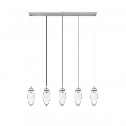 Z-Lite Arden 5 Light Linear Chandelier in Brushed Nickel Finish Model: 651P-5L-BN