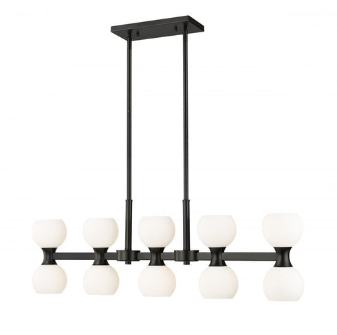 Z-Lite Artemis 10 Light Linear Chandelier in Matte Black Finish Model: 494-10L-MB