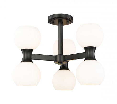 Z-Lite Artemis 6 Light Semi Flush Mount in Matte Black Finish Model: 494-6SF-MB