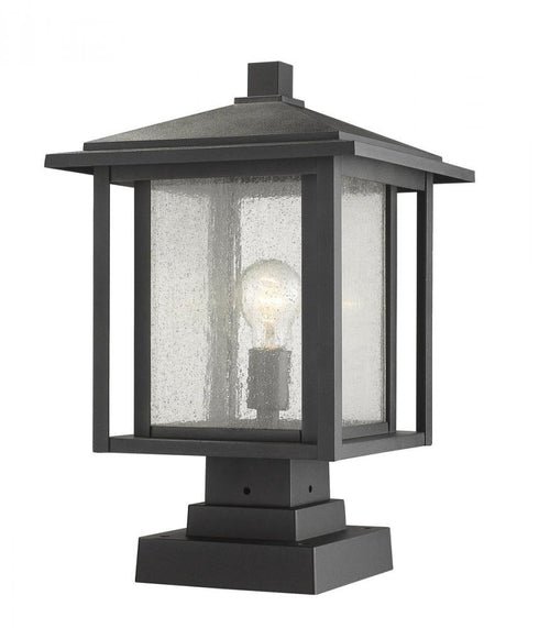 Z-Lite Aspen 1 Light Outdoor Pier Mounted Fixture in Black Finish Model: 554PHBS-SQPM-BK