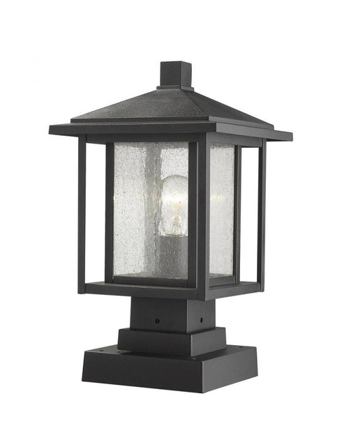 Z-Lite Aspen 1 Light Outdoor Pier Mounted Fixture in Black Finish Model: 554PHMS-SQPM-BK