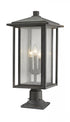 Z-Lite Aspen 3 Light Outdoor Pier Mounted Fixture in Black Finish Model: 554PHXLR-533PM-BK