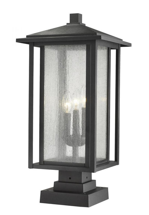 Z-Lite Aspen 3 Light Outdoor Pier Mounted Fixture in Black Finish Model: 554PHXLS-SQPM-BK