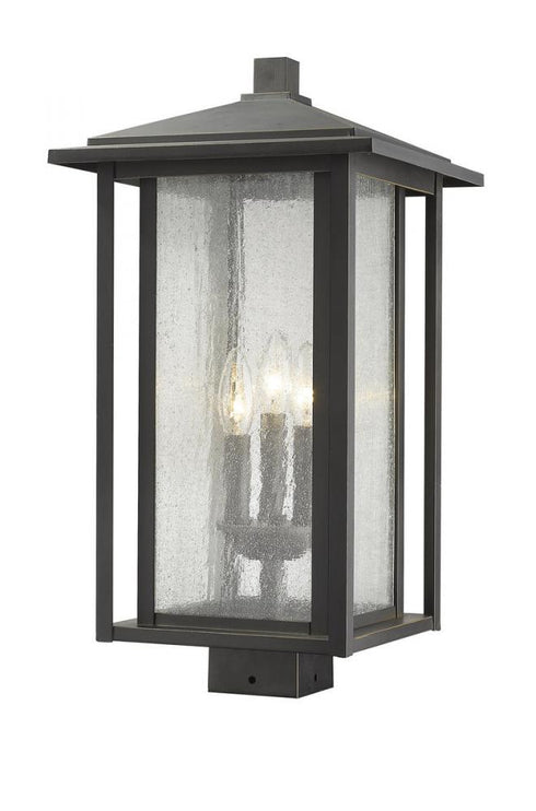 Z-Lite Aspen 3 Light Outdoor Post Mount Fixture in Black Finish Model: 554PHXLS-BK