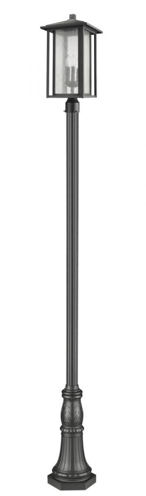 Z-Lite Aspen 3 Light Outdoor Post Mounted Fixture in Black Finish Model: 554PHXLR-518P-BK