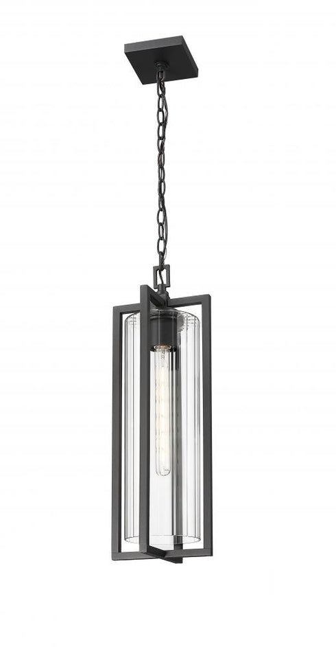 Z-Lite Aura 1 Light Outdoor Chain Mount Ceiling Fixture in Black Finish Model: 5013CHB-BK