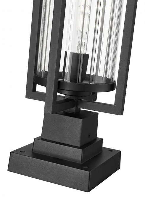 Z-Lite Aura 1 Light Outdoor Pier Mounted Fixture in Black Finish Model: 5013PHBS-SQPM-BK