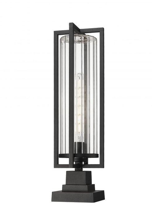 Z-Lite Aura 1 Light Outdoor Pier Mounted Fixture in Black Finish Model: 5013PHBS-SQPM-BK