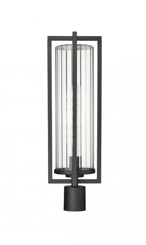 Z-Lite Aura 1 Light Outdoor Post Mount Fixture in Black Finish Model: 5013PHBR-BK