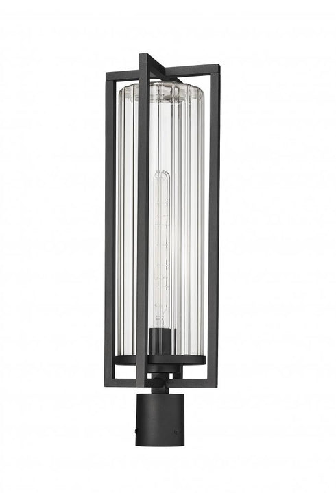 Z-Lite Aura 1 Light Outdoor Post Mount Fixture in Black Finish Model: 5013PHBR-BK