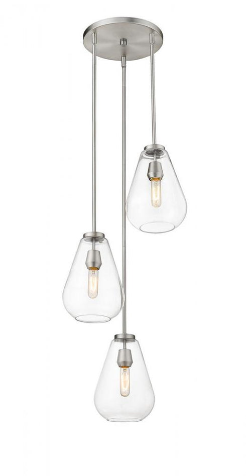 Z-Lite Ayra 3 Light Chandelier in Brushed Nickel Finish Model: 488P8-3R-BN