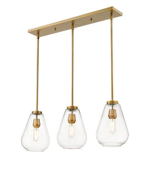 Z-Lite Ayra 3 Light Linear Chandelier in Brushed Nickel Finish Model: 488P8-3L-BN
