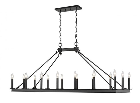Z-Lite Barclay 16 Light Linear Chandelier in Matte Black Finish Model: 482-16L-MB