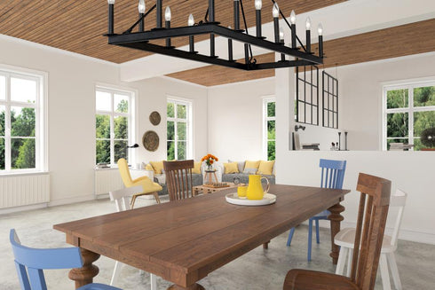 Z-Lite Barclay 16 Light Linear Chandelier in Matte Black Finish Model: 482-16L-MB