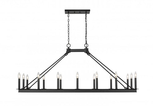 Z-Lite Barclay 16 Light Linear Chandelier in Matte Black Finish Model: 482-16L-MB