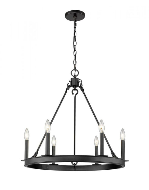 Z-Lite Barclay 6 Light Chandelier in Matte Black Finish Model: 482R-6MB