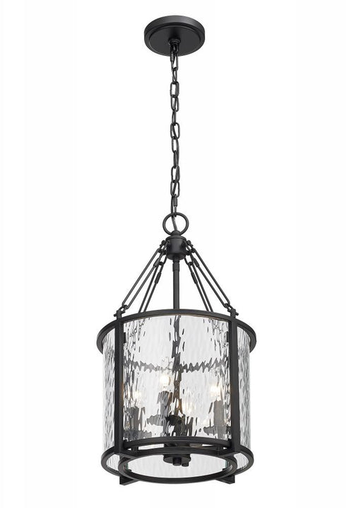 Z-Lite Barrington 4 Light Pendant in Matte Black Finish Model: 346P12-MB