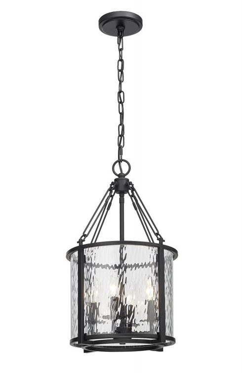 Z-Lite Barrington 4 Light Pendant in Matte Black Finish Model: 346P12-MB