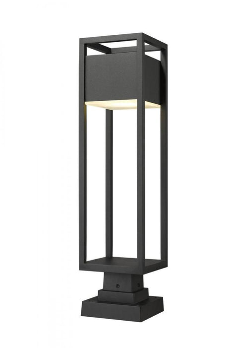Z-Lite Barwick 1 Light Outdoor Pier Mounted Fixture in Black Finish Model: 585PHBS-SQPM-BK-LED