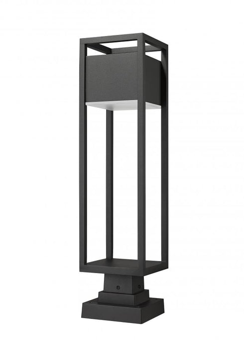 Z-Lite Barwick 1 Light Outdoor Pier Mounted Fixture in Black Finish Model: 585PHBS-SQPM-BK-LED