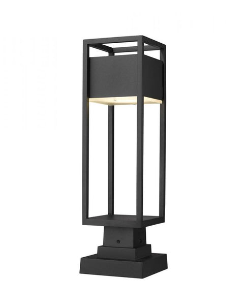 Z-Lite Barwick 1 Light Outdoor Pier Mounted Fixture in Black Finish Model: 585PHMS-SQPM-BK-LED