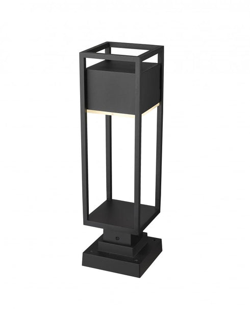 Z-Lite Barwick 1 Light Outdoor Pier Mounted Fixture in Black Finish Model: 585PHMS-SQPM-BK-LED