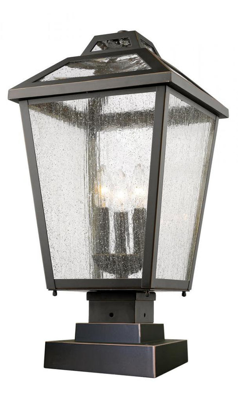 Z-Lite Bayland 3 Light Outdoor Pier Mounted Fixture in Oil Rubbed Bronze Finish Model: 539PHBS-SQPM-ORB
